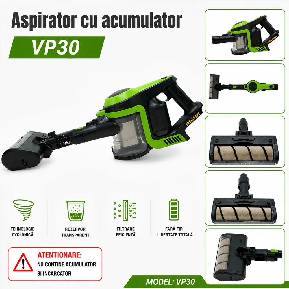 Aspirator pe acumulator 20V, motor brushless 230W, filtru HEPA, VP30 [Fără acumulator și încărcător] [6]