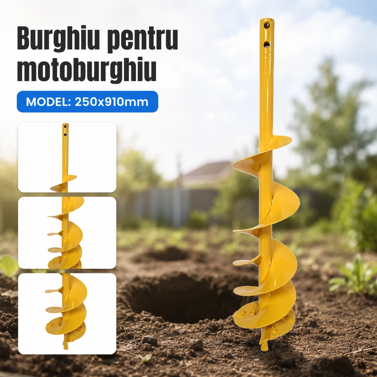 Burghiu pentru motoburghiu 250 x 910 mm, pentru forat pământ [2]
