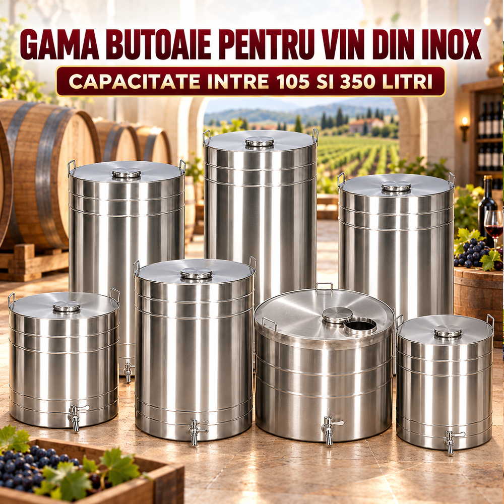 Butoi pentru vin din inox AISI 304, 150 L, robinet 1/2", capac cu filet [6]