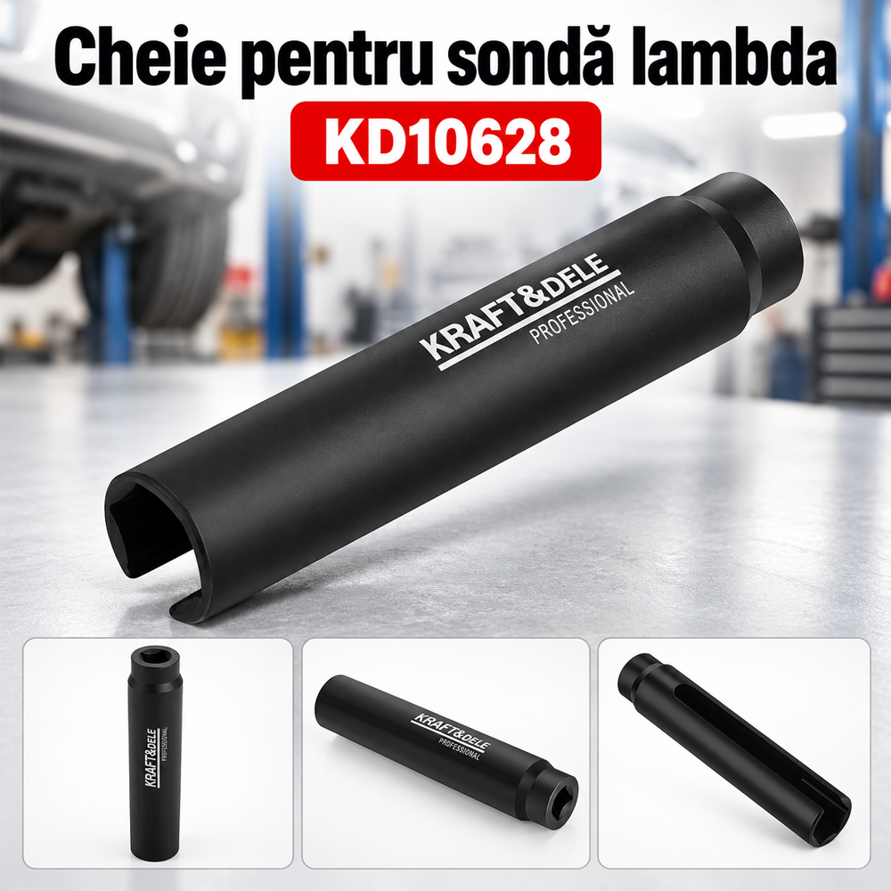 Cheie pentru sondă lambda 22 mm, lungime 150 mm, prindere 1/2", oțel CrV, KD10628 [5]