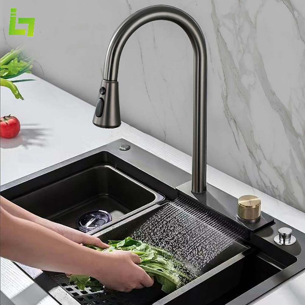 Chiuvetă de bucătărie multifuncțională handmade din inox AISI 304, 680 x 500 mm, cu baterie și accesorii, HD6850 (5 ANI GARANȚIE) [6]