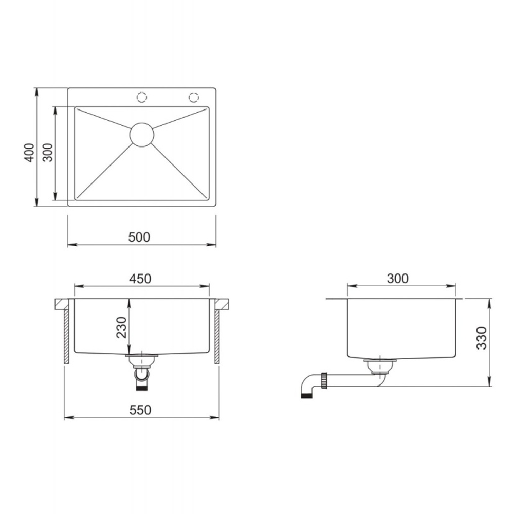 Chiuvetă de bucătărie handmade din inox AISI 304, sub blat, 500 x 400 mm, cu tăviță și grătar de protecție, HD5040 (5 ANI GARANȚIE) [4]
