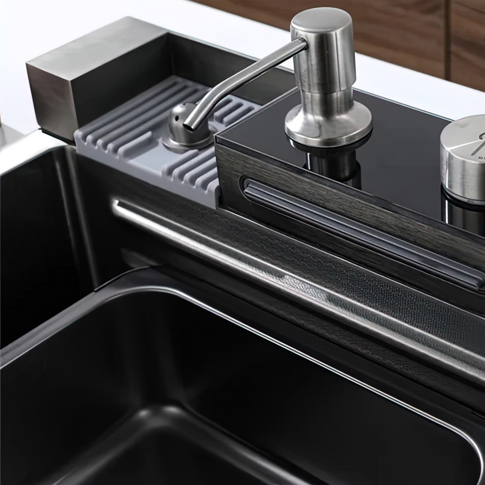 Chiuvetă de bucătărie handmade din inox AISI 304, sub blat, 500 x 400 mm, cu tăviță și grătar de protecție, HD7550 (5 ANI GARANȚIE) [4]