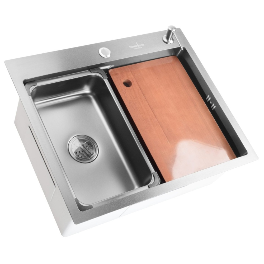 Chiuvetă de bucătărie multifuncțională din inox, 600 x 500 x 230 mm, cu tăviță, tocător și dispenser, HD6050 (5 ANI GARANȚIE) [2]