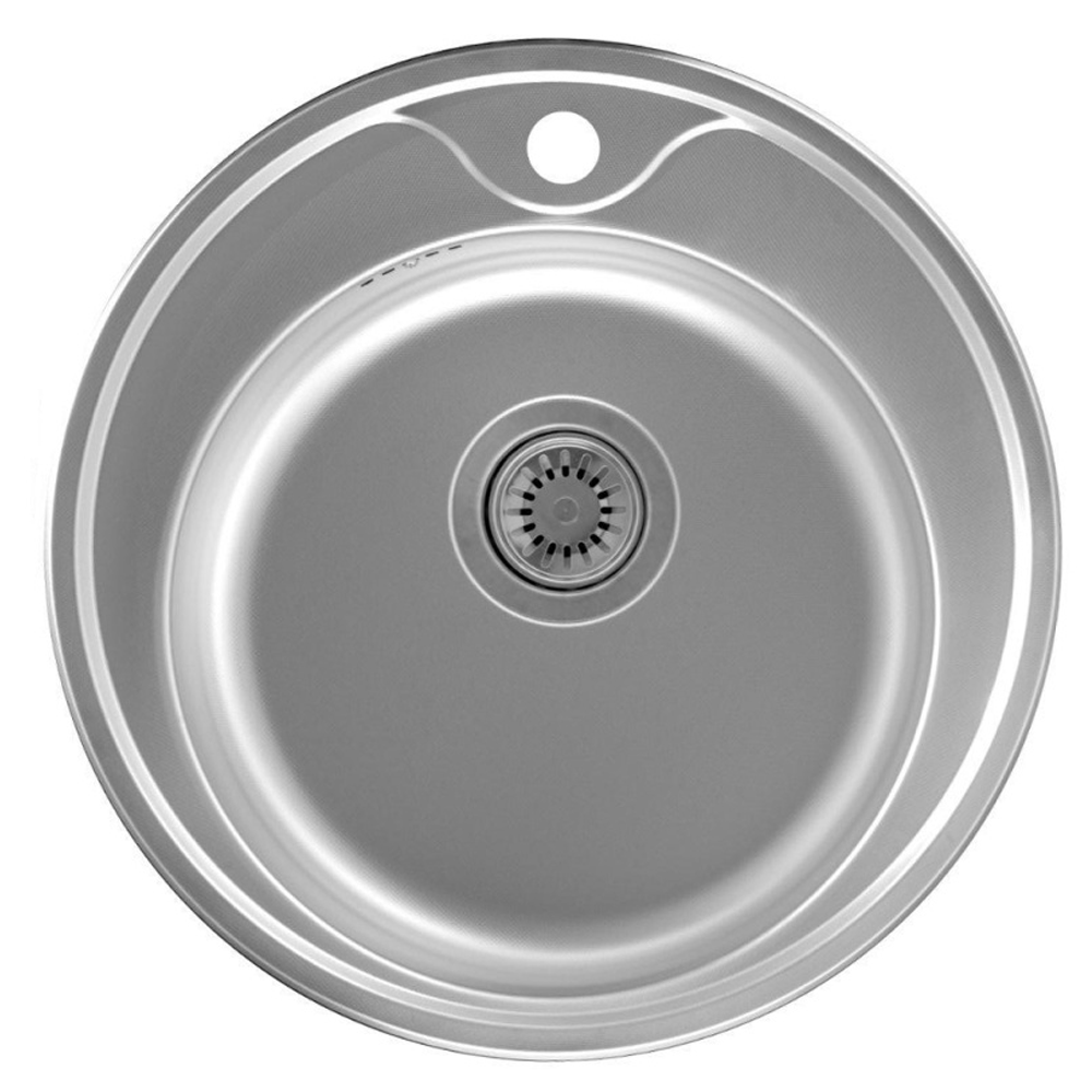 Chiuvetă de bucătărie rotundă din inox AISI 304, 50 x 50 x 17 cm, finisaj satinat, PS50 (5 ANI GARANȚIE) [3]
