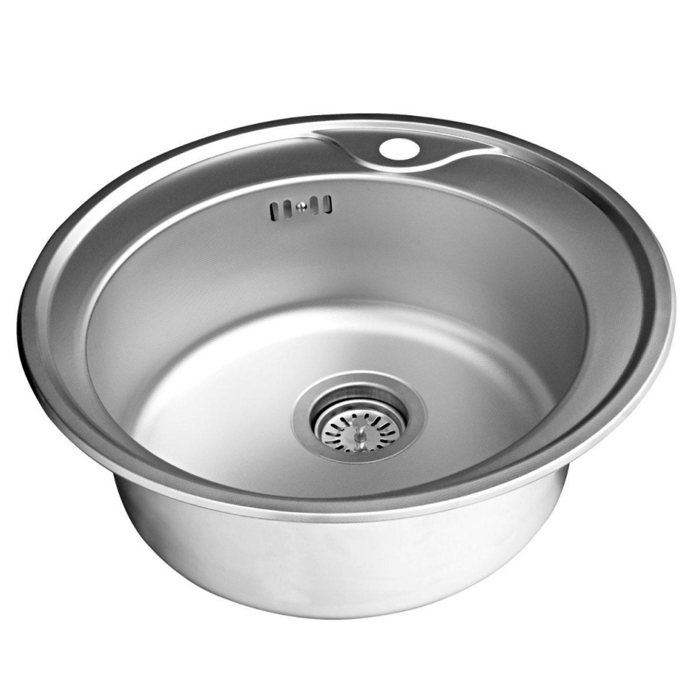 Chiuvetă de bucătărie rotundă din inox AISI 304, 50 x 50 x 17 cm, finisaj satinat, PS50 (5 ANI GARANȚIE) [2]