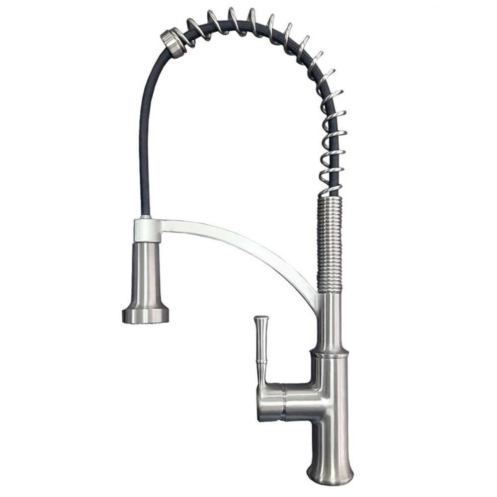 Baterie de bucătărie cu duș flexibil cu arc, 2 funcții de curgere, extensie 60 cm, inox, MONA (5 ANI GARANȚIE) [2]