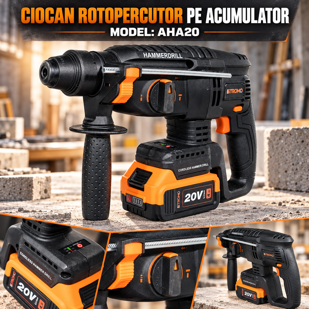 Ciocan rotopercutor pe acumulator 20V 4Ah, Brushless, 3 J, 1400 rpm, 3200 bpm, AHA20 [6]