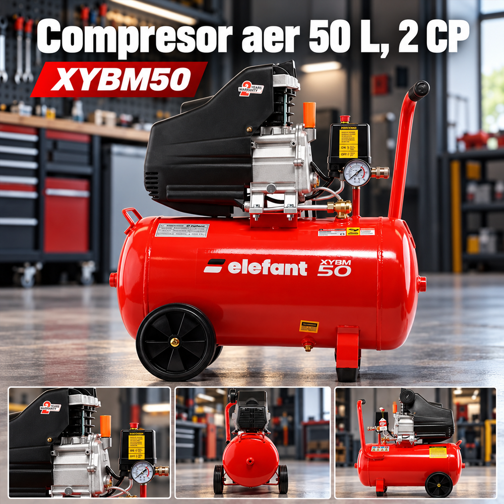 Compresor aer 50 L, 2 CP, 8 bar, 220 V, debit 0,2 m³/min, XYBM50 [7]