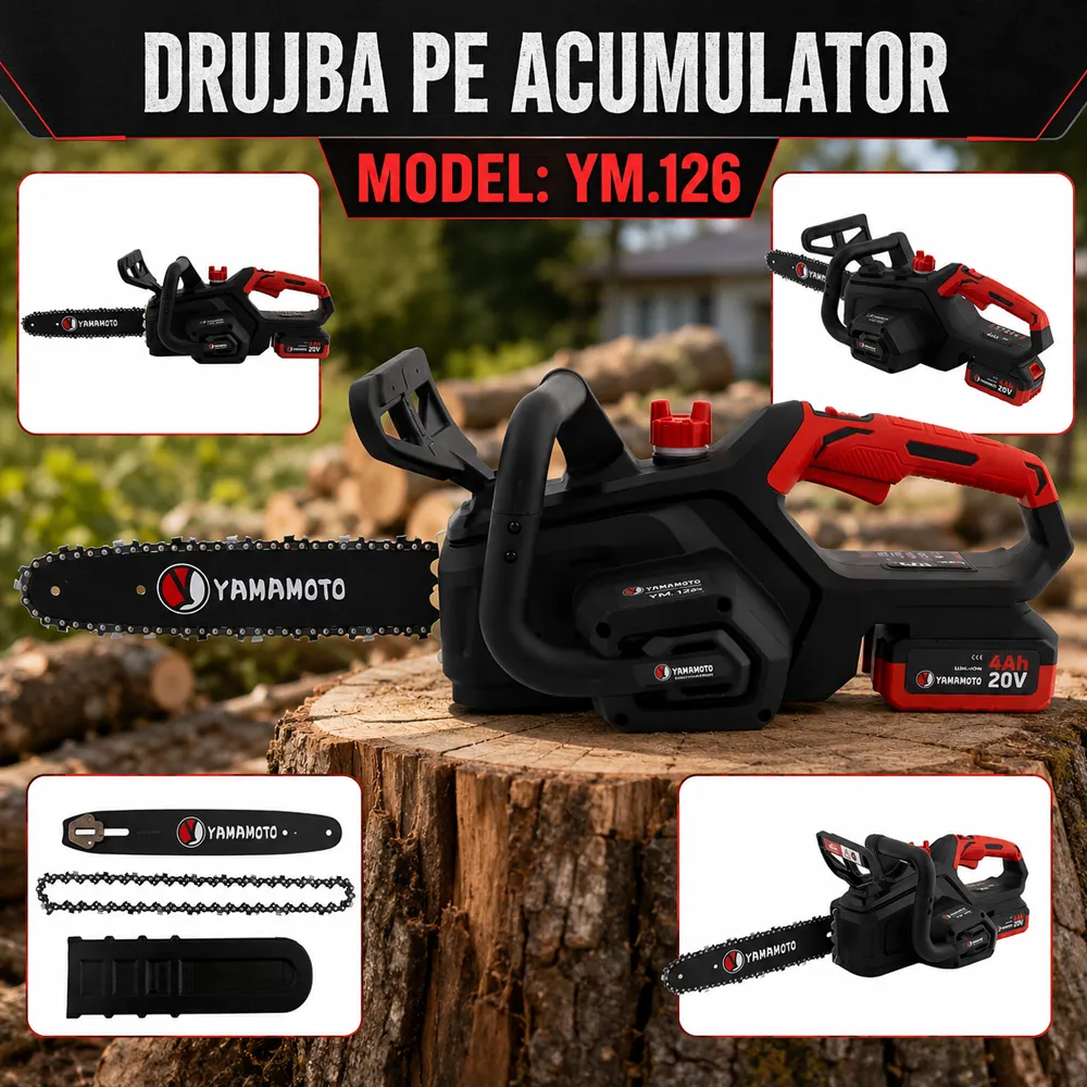 Drujbă pe acumulator YAMAMOTO YM-126, 20V 4Ah, Brushless, lamă 30 cm, acumulator și încărcător incluse, YM.126 [5]