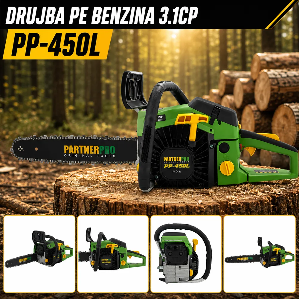 Drujbă pe benzină 3,1 CP, lamă 38 cm, 8500 rpm, lanț 0.325", 64 pinteni, PP-450L [5]