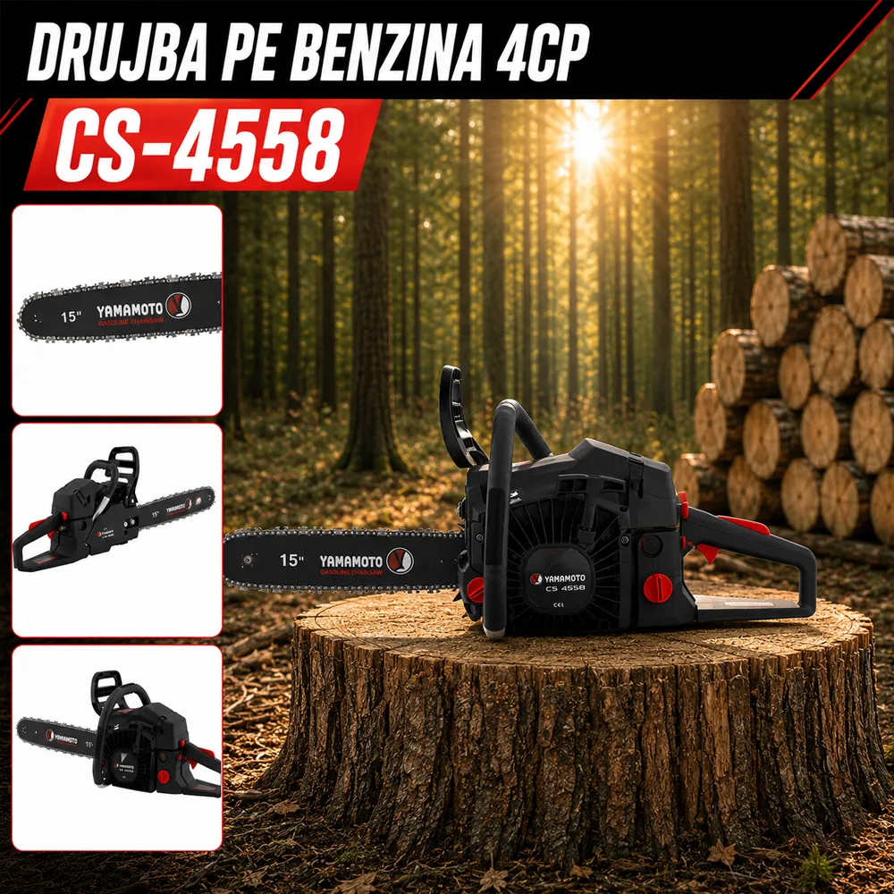 Drujbă pe benzină 58 cc, 4 CP, lamă 38 cm, lanț 0.325", 64 pinteni, CS-4558 [6]