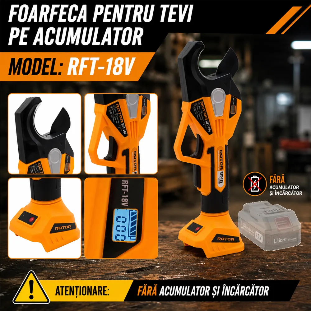 Foarfecă electrică pentru țevi 18V, Brushless, tăiere până la 42 mm, RFT-18V [Fără acumulator și încărcător] [5]