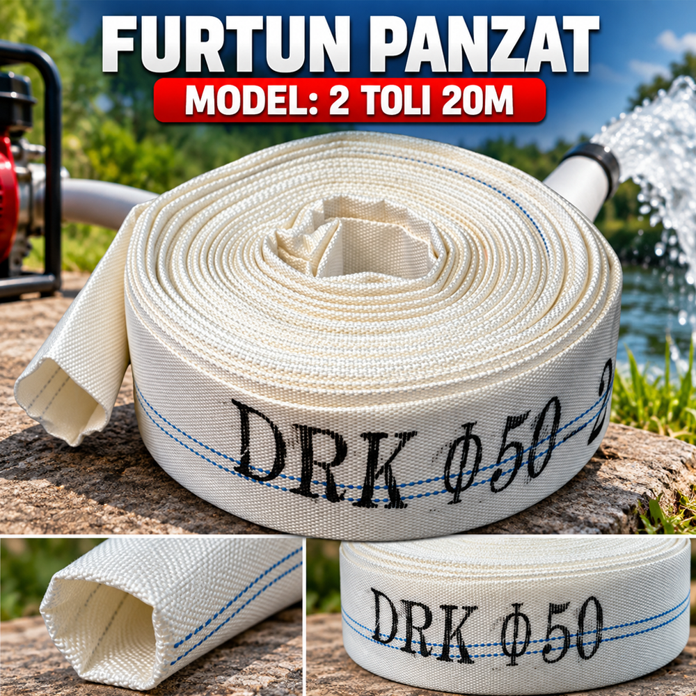 Furtun pânzat pentru pompieri și irigații, 2", 50 mm, 20 m, 10 bar, fără cuple [2]