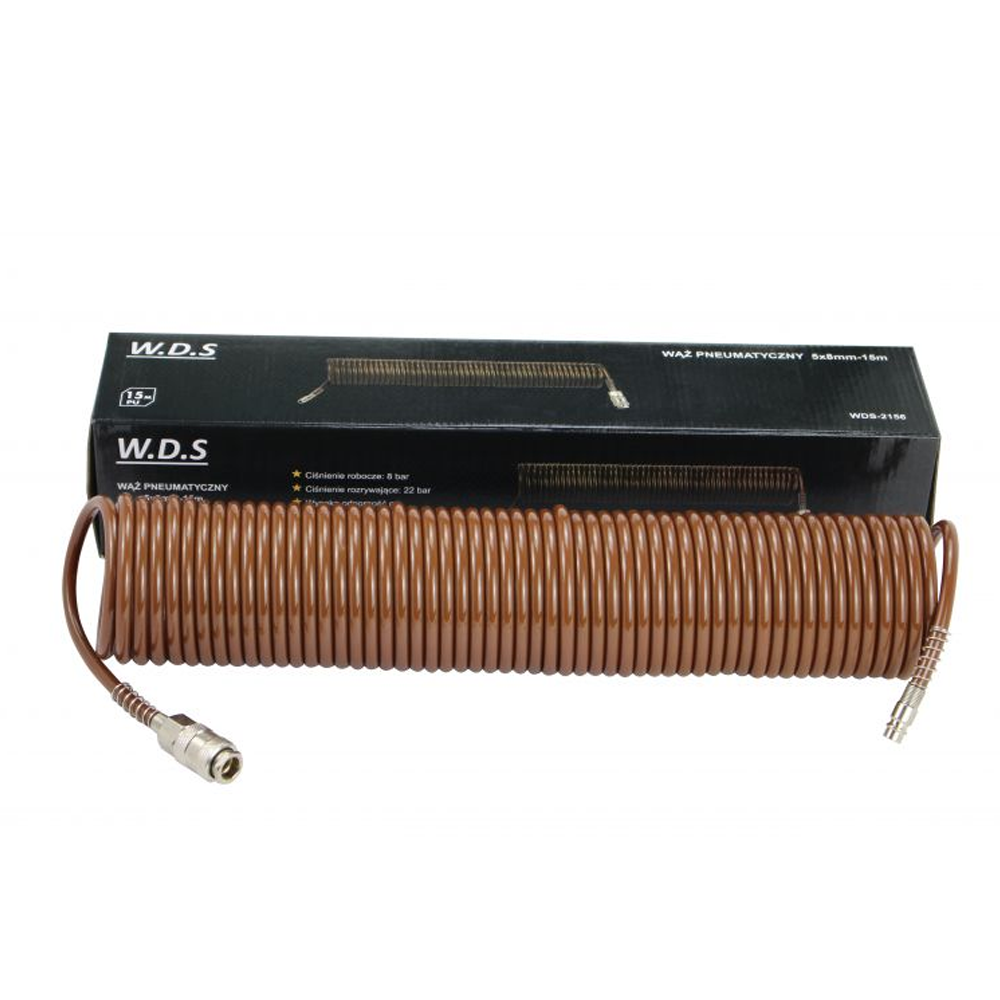 Furtun pneumatic spiralat 5 × 8 mm, 15 m, presiune de lucru 8 bar, WDS2156 [4]