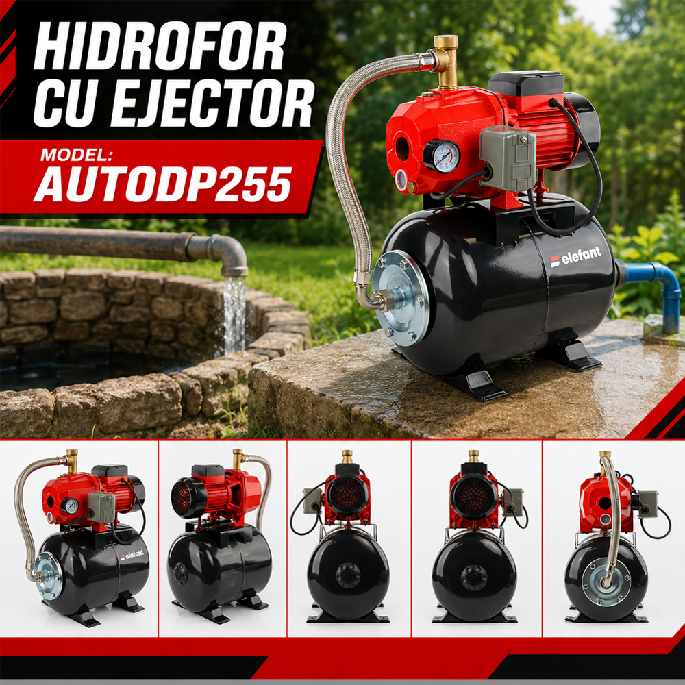 Hidrofor cu ejector 1100W, rezervor 24 L, debit 80 l/min, aspirație 25 m, AutoDP255 [6]