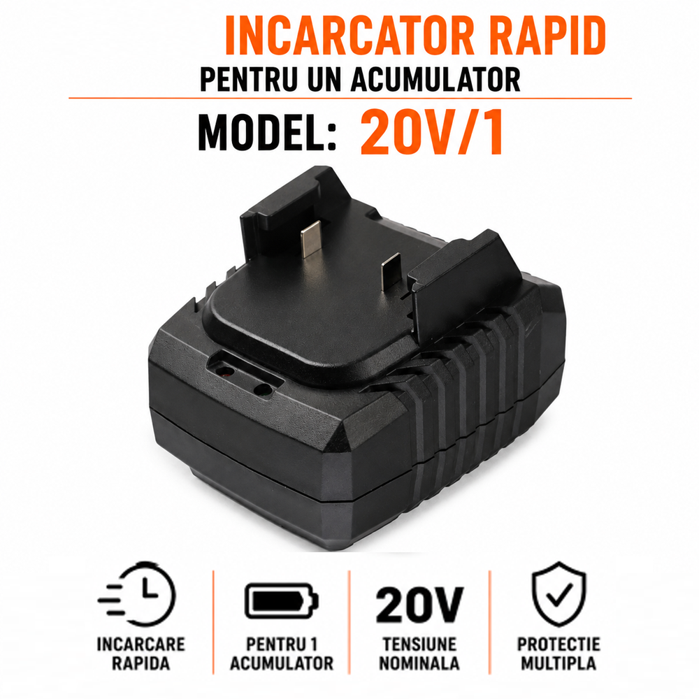Încărcător rapid 20V pentru acumulatori 4Ah, alimentare 220V, cablu 1,4 m [2]