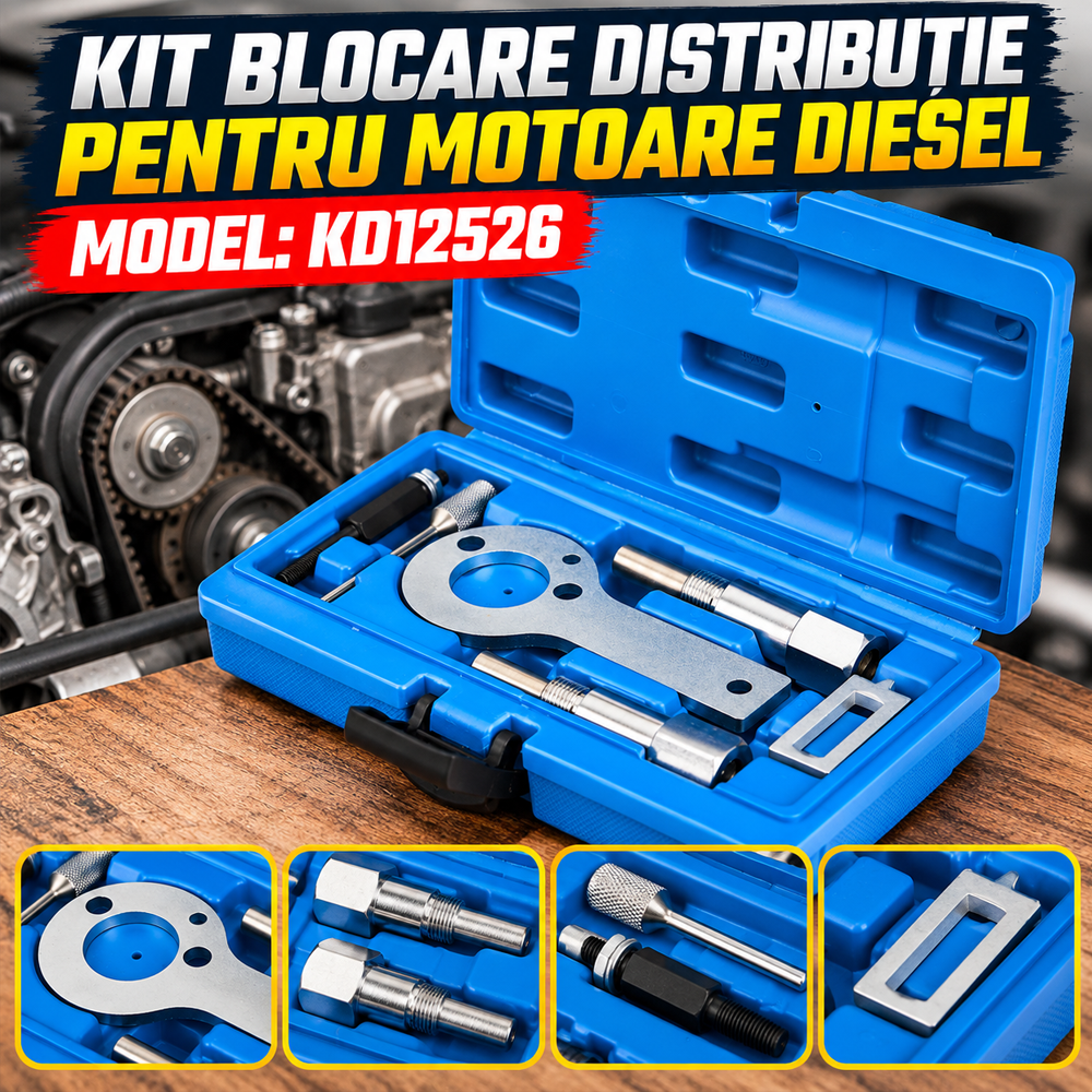 Kit blocare distribuție pentru motoare diesel 1.6 / 1.9 / 2.0 / 2.4, compatibil Fiat, Opel, Alfa Romeo, Lancia, Saab, KD12526 [5]