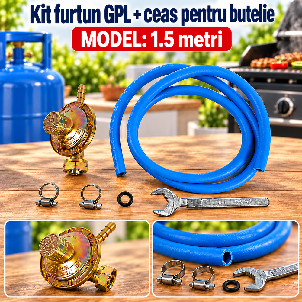 Kit furtun GPL + ceas pentru butelie, lungime 1.5 m [2]