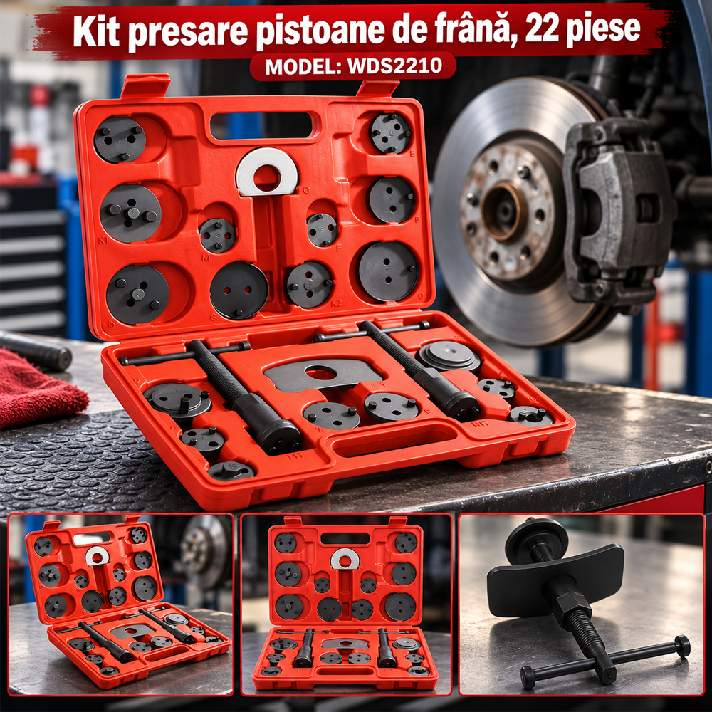 Kit presare pistoane de frână, 22 piese, prese filet dreapta/stânga, adaptoare și valiză, WDS2210 [5]