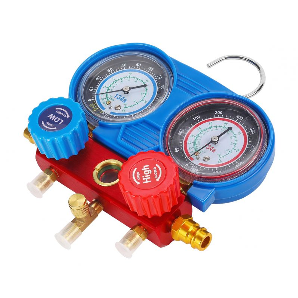 Kit verificare aer condiționat R134a, 2 manometre, 3 furtunuri, 0–35 bari, KD10534 [4]