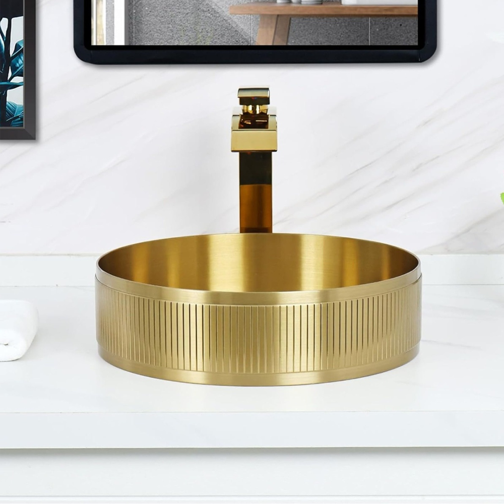 Lavoar de baie rotund din inox, 40 x 40 x 12 cm, montaj pe blat, HD400 (5 ANI GARANȚIE) [3]