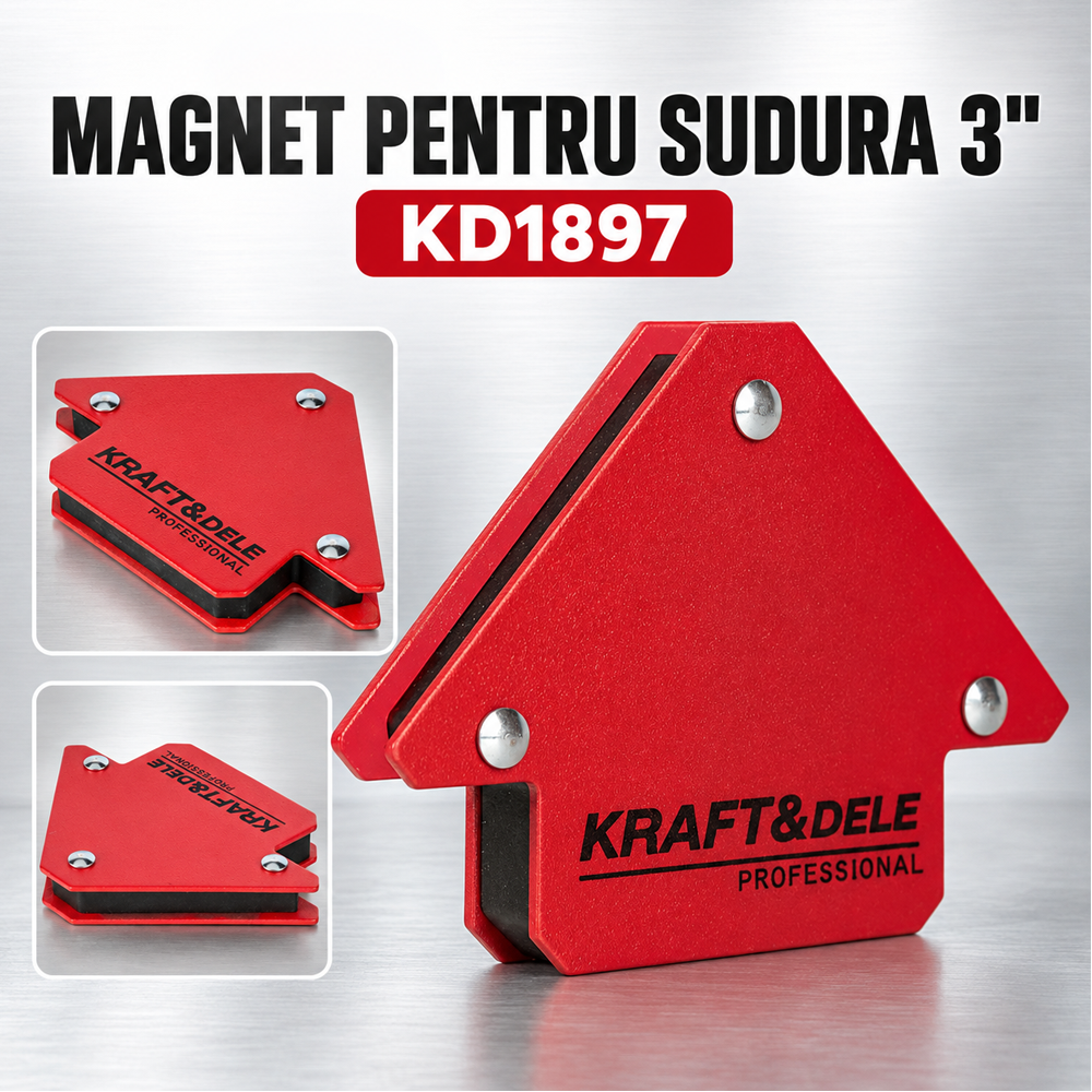 Magnet de sudură 3", unghiuri 45°, 90° și 135°, carcasă metalică, KD1897 [5]
