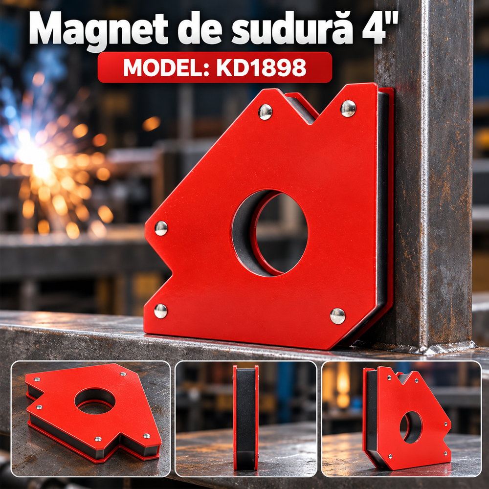 Magnet de sudură 4", unghiuri 45°, 90° și 135°, carcasă metalică, KD1898 [5]