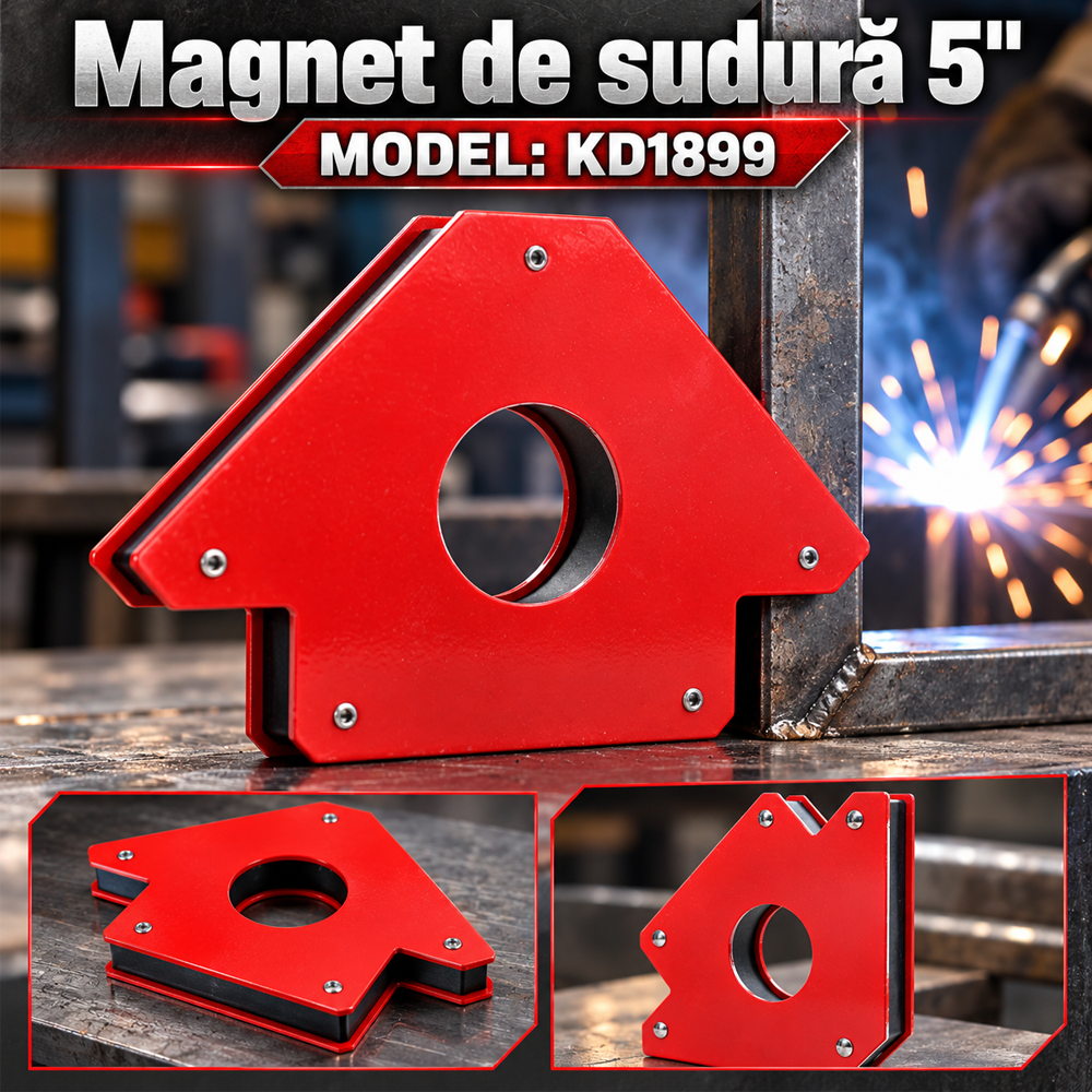 Magnet de sudură 5", unghiuri 45°, 90° și 135°, carcasă metalică, KD1899 [5]
