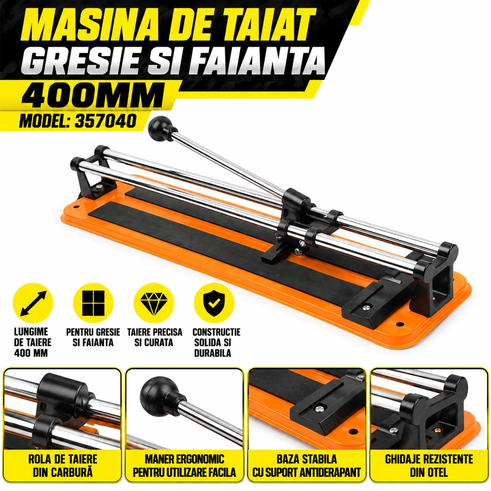 Mașină manuală de tăiat gresie și faianță, 400 mm, grosime maximă 10 mm, 357040 [2]