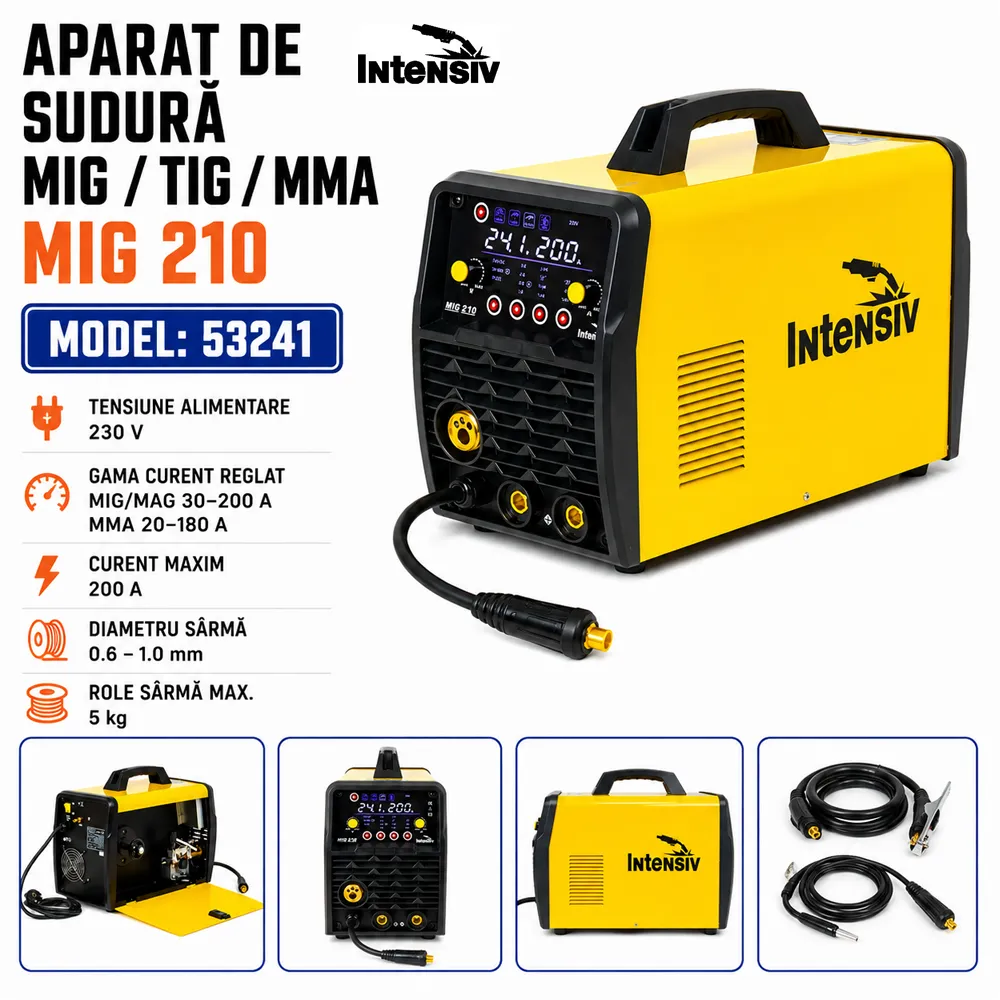 Aparat de sudură multiproces 200A, MIG-MAG, MMA și TIG-LIFT, ciclu de lucru 60%, MIG 210 [4]