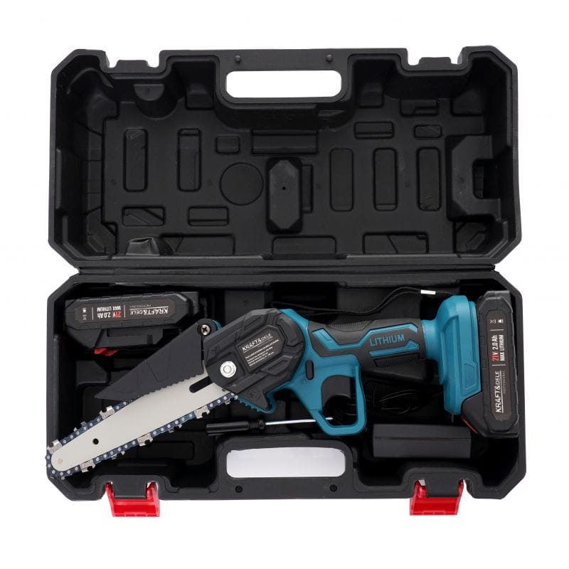 Mini Drujbă Electrică cu 2 Acumulatori 21V, Lamă 6 Inch (15 cm) și Valiză Transport [16]