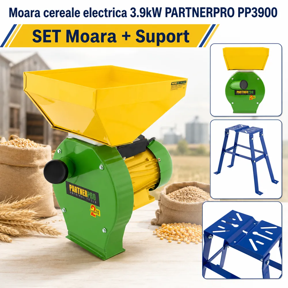 SET: Moară electrică PP3900 pentru cereale și porumb, 3900W, 240 kg/h + Suport Moară [6]