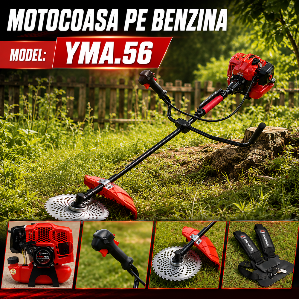 Motocoasă pe benzină 2T, 5,8 CP, 10.000 rot/min, tăiere 255 mm, discuri 3T și 40T, YMA.56 [4]