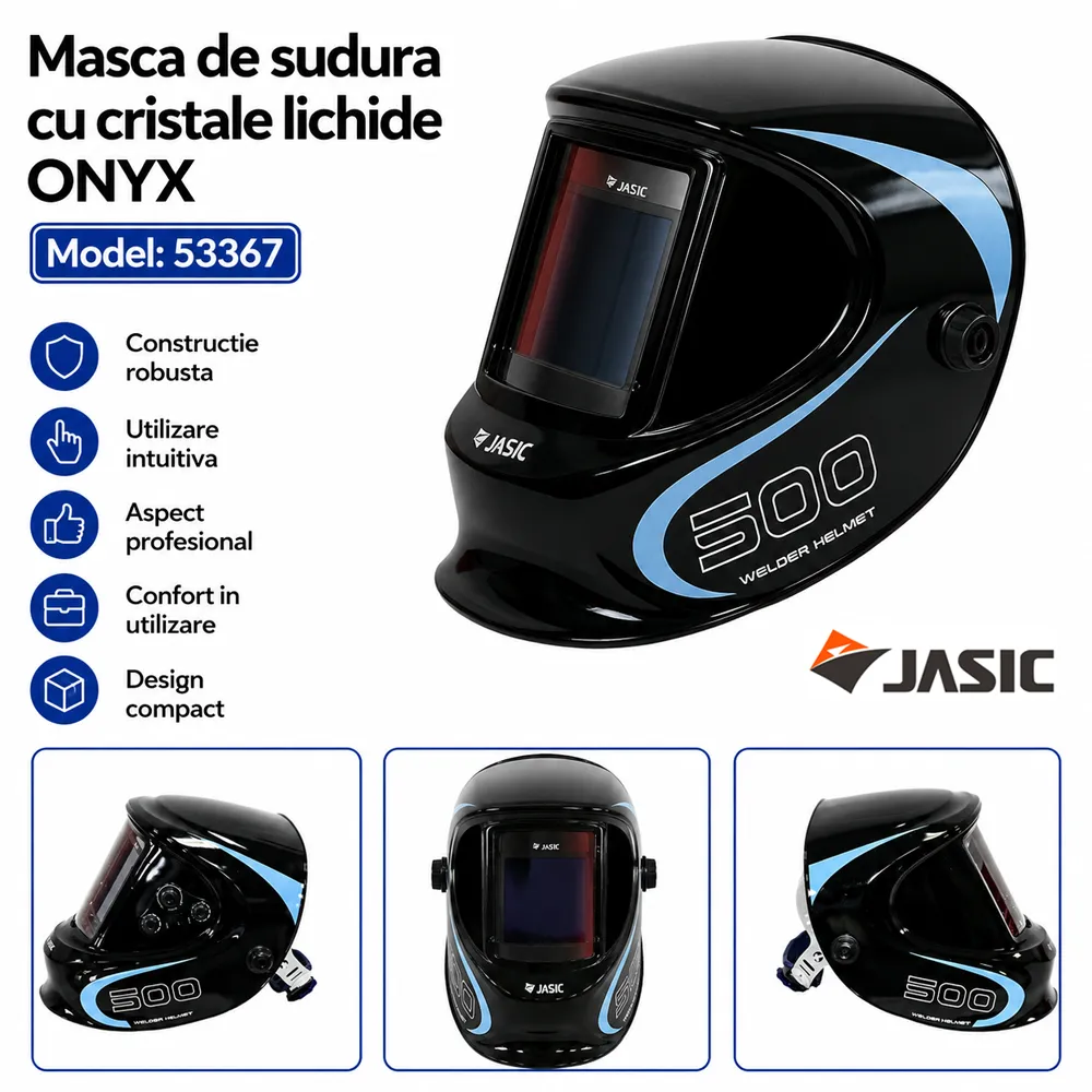 Mască automată de sudură industrială cu 4 senzori, True Color, vizor 100 × 93 mm și filtru DIN 9–13, ONYX [4]