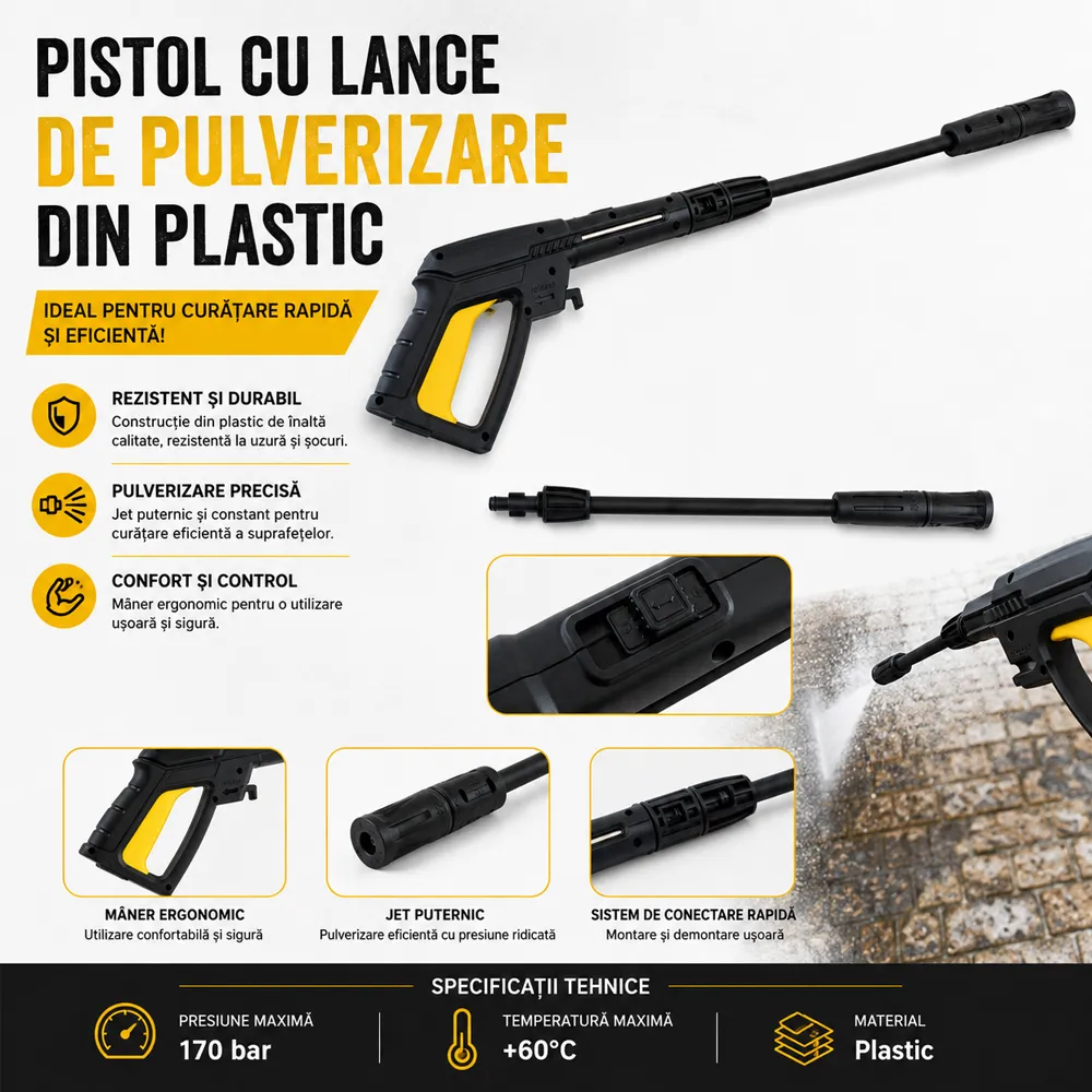 Pistol cu lance de pulverizare pentru aparat de spălat cu presiune, 170 bar, PP-G50 [4]