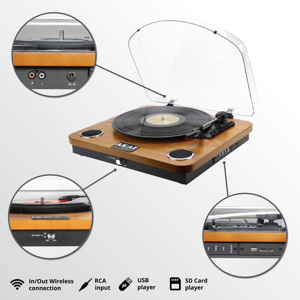 Pick-up Retro Servietă cu Bluetooth, USB, Card SD și Difuzoare Integrate - Maro/Crem [3]