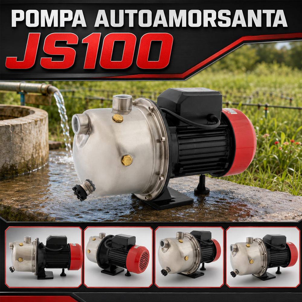 Pompă autoamorsantă 1000W, debit 60 l/min, refulare 50 m, aspirație 9 m, JS100 [5]