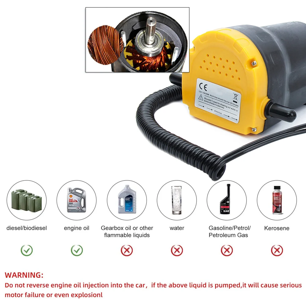 Pompa transfer lichide, combustibil, uleiuri, 12V, debit 3-4 litri/minut [4]
