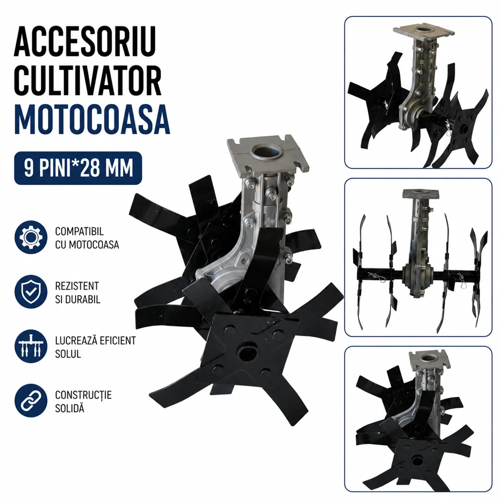 Cultivator pentru motocoasă, tijă 28 mm, prindere 9 pini [5]