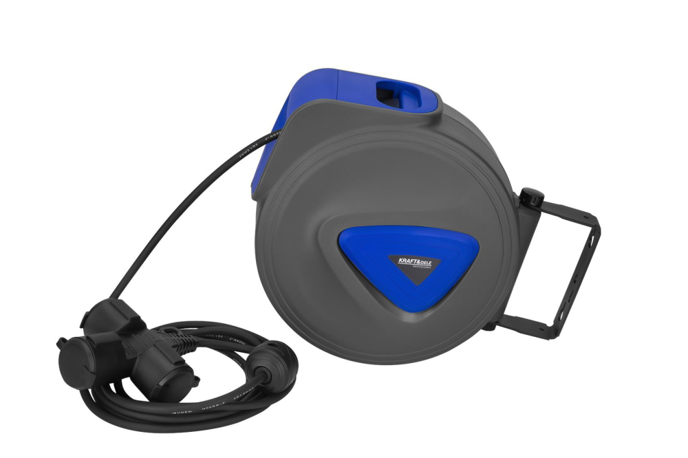 Prelungitor electric cu tambur 20 m, cablu 3x1.5 mm, priză cu protecție copii, montare pe perete [10]