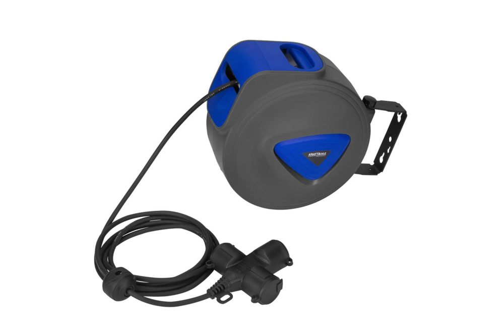 Prelungitor electric cu tambur 20 m, cablu 3x1.5 mm, priză cu protecție copii, montare pe perete [8]