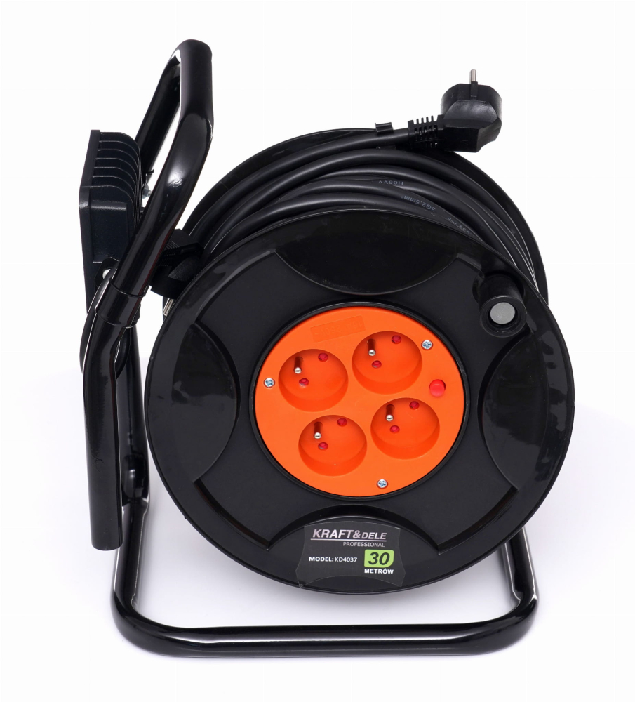 Prelungitor electric cu tambur 30 m, 4 prize, LED 20W, cablu 3x1.5 mm, pentru exterior [4]