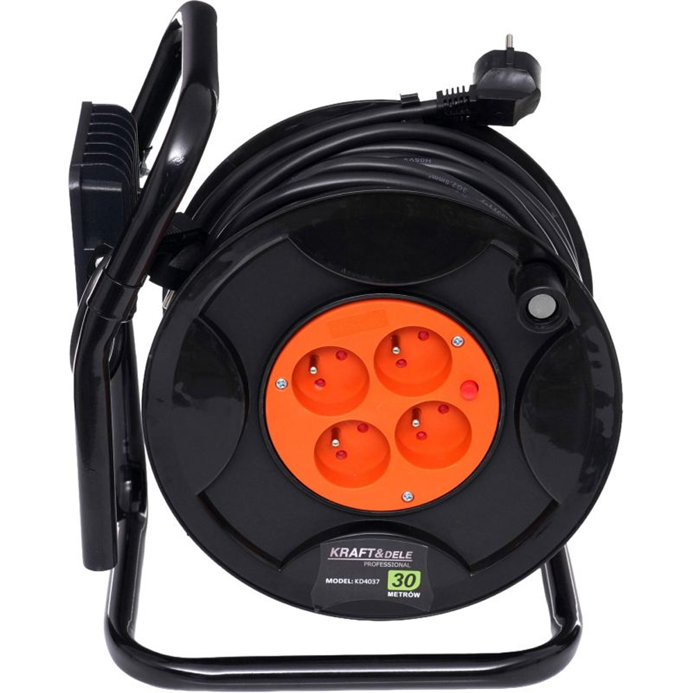 Prelungitor pe tambur 30 m, 4 prize 250V/6A, lampă LED 20 W, IP65, KD4037 [3]