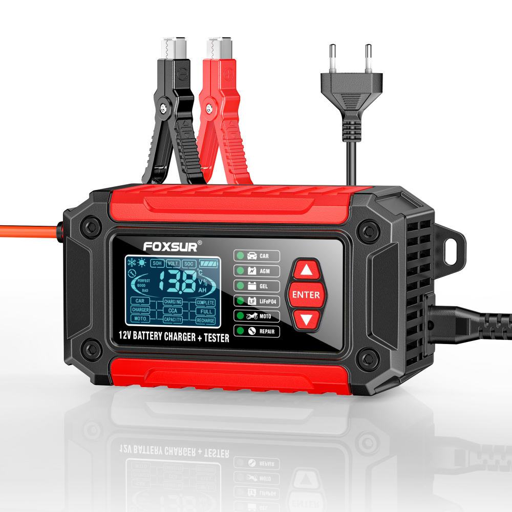 Redresor auto 2 în 1 și Tester Baterie Lead-Acid / LiFePO4, 12V 6A, cu Funcție de Analiză și Detectare – FOXSUR [2]