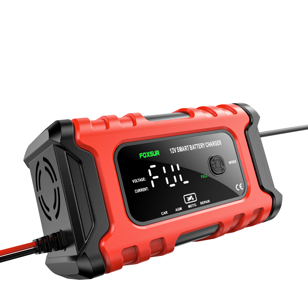 Redresor Auto Inteligent FOXSUR 12V 6A, Încărcător Baterie cu Afișaj Digital și Funcție de Reparare, pentru Acumulatori Plumb-Acid, AGM, Gel, Wet, Dry – FOXSUR [5]