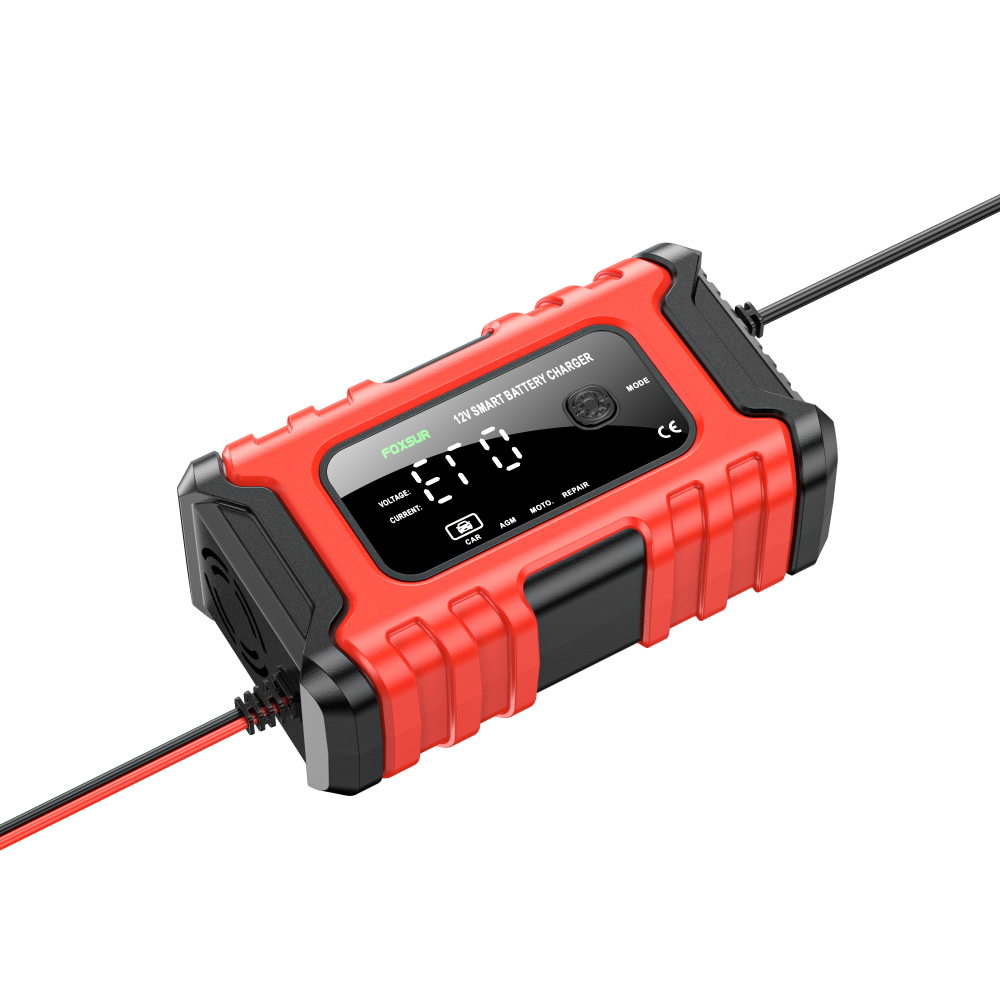 Redresor Auto Inteligent FOXSUR 12V 6A, Încărcător Baterie cu Afișaj Digital și Funcție de Reparare, pentru Acumulatori Plumb-Acid, AGM, Gel, Wet, Dry – FOXSUR [4]