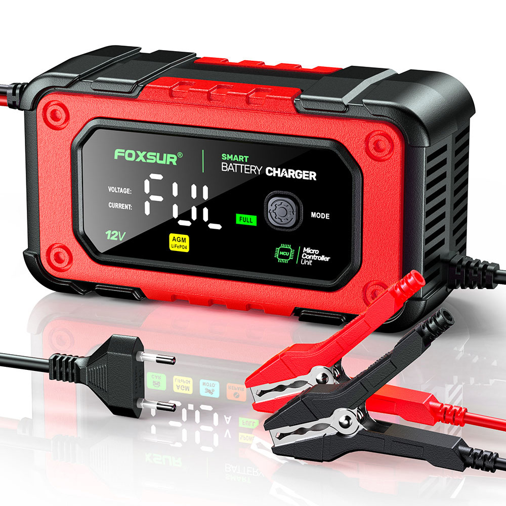 Redresor Auto și Moto 12V 7A, Încărcător Inteligent cu Ecran LCD și Funcție de Reparare prin Impulsuri FOXSUR [3]