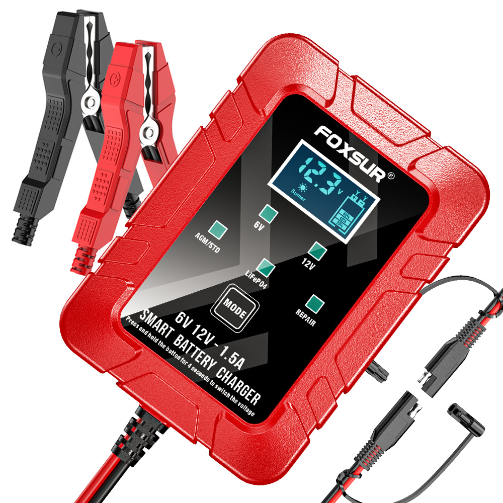 Redresor Auto și Moto Inteligent Foxsur 1.5A, 12/6V, Încărcător Automat LiFePO4 și AGM [2]