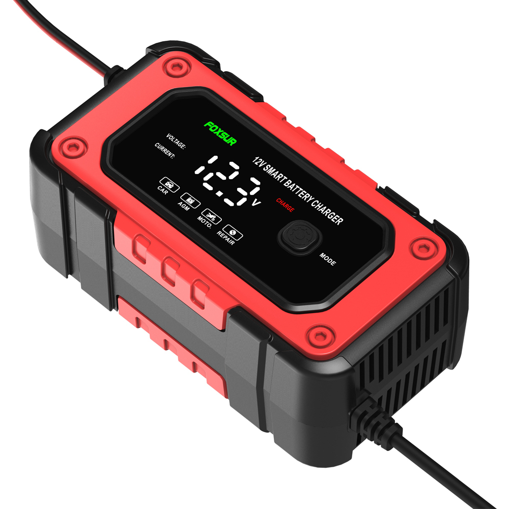 Redresor Baterie Auto și Moto FOXSUR, 12V 6A, Afișaj Digital, Protecție Lead-Acid [3]